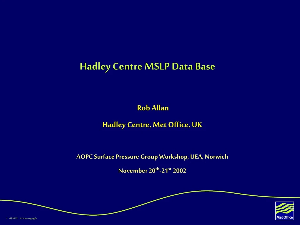 hadley centre mslp data base