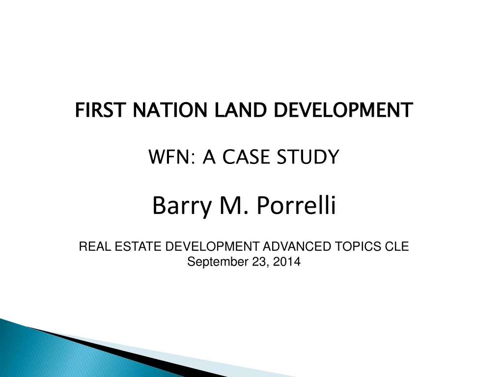 first nation land development wfn a case study