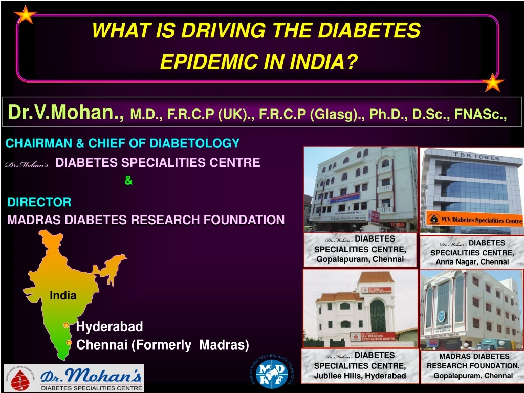 chairman chief of diabetology dr mohan s diabetes
