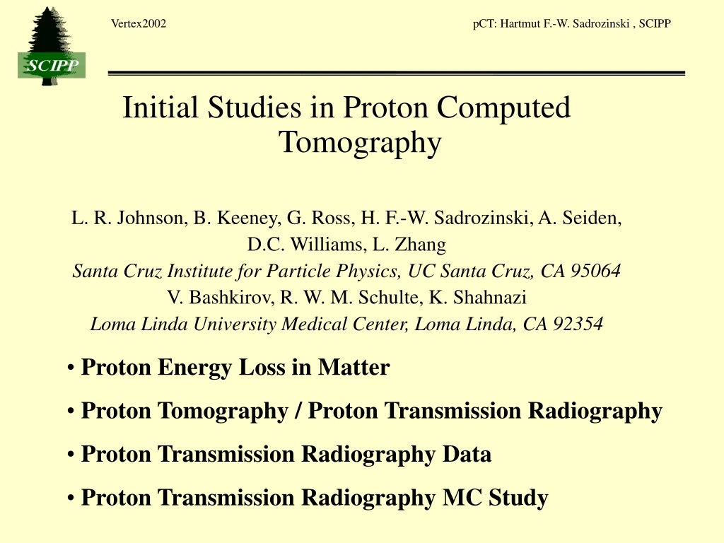 initial studies in proton computed tomography