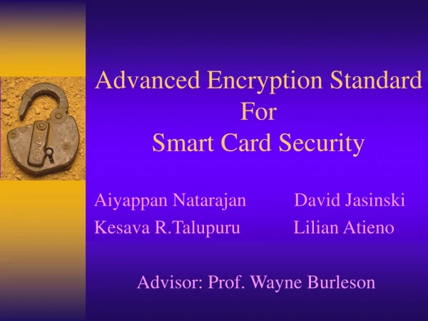 Advanced Encryption Standard For  Smart Card Security
