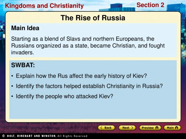 SWBAT: Explain how the Rus affect the early history of Kiev?