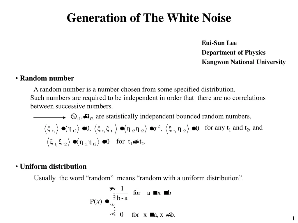 generation of the white noise