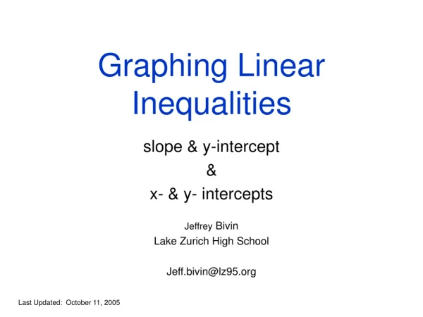 Graphing Linear  Inequalities