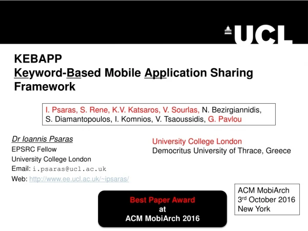 KEBAPP Ke yword- Ba sed Mobile  App lication Sharing Framework