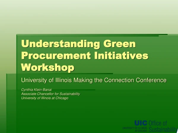 Understanding Green Procurement Initiatives Workshop