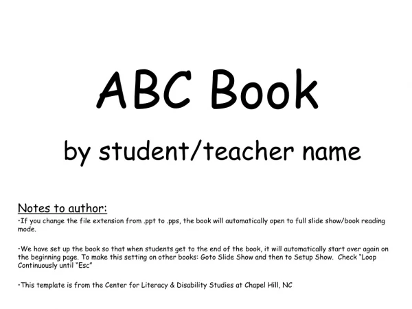 ABC Book by student/teacher name