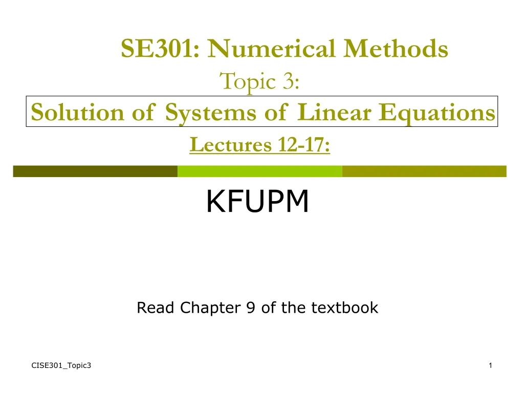 se301 numerical methods topic 3 solution