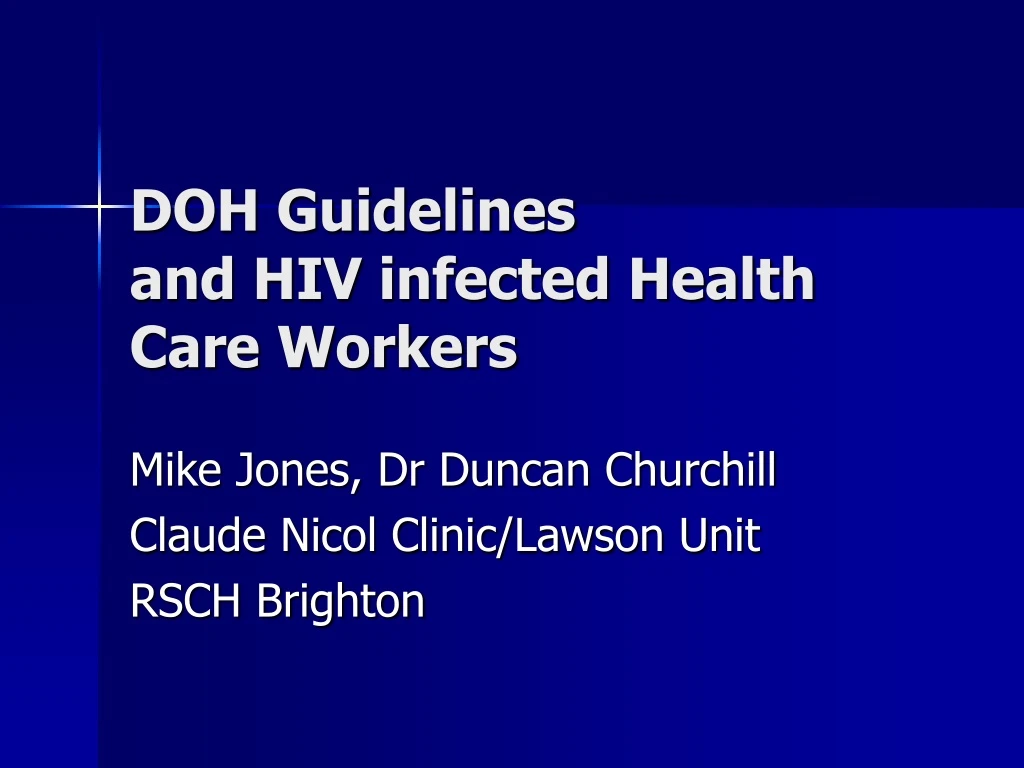 doh guidelines and hiv infected health care workers