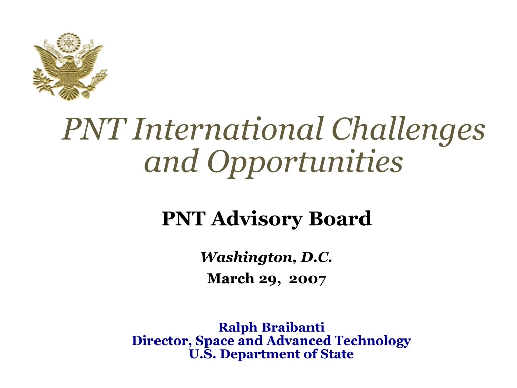 pnt international challenges and opportunities