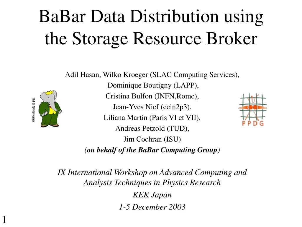 babar data distribution using the storage resource broker