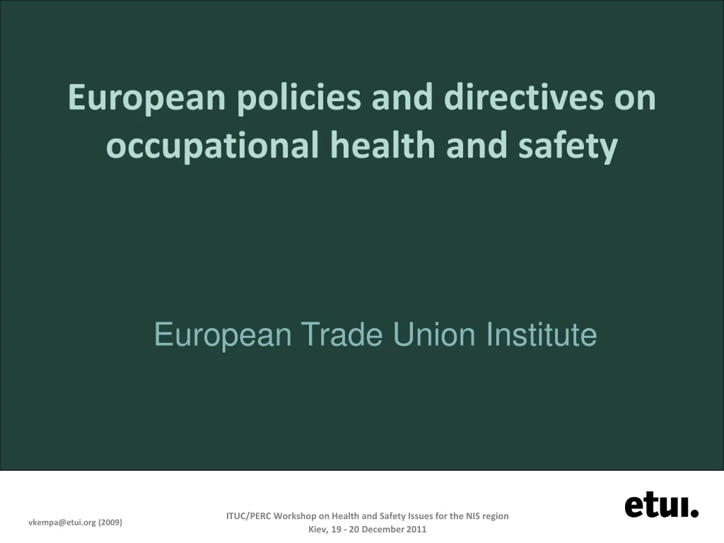 european policies and directives on occupational