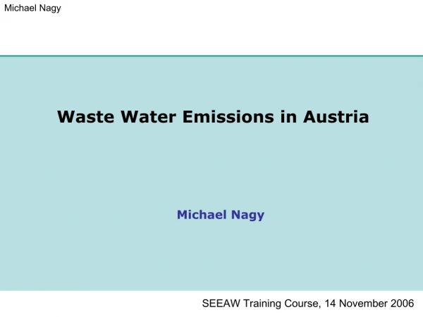 Waste Water Emissions in Austria