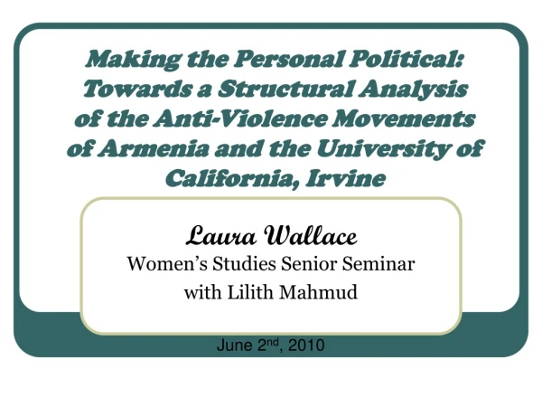 Laura Wallace Women’s Studies Senior Seminar with Lilith Mahmud June 2 nd , 2010