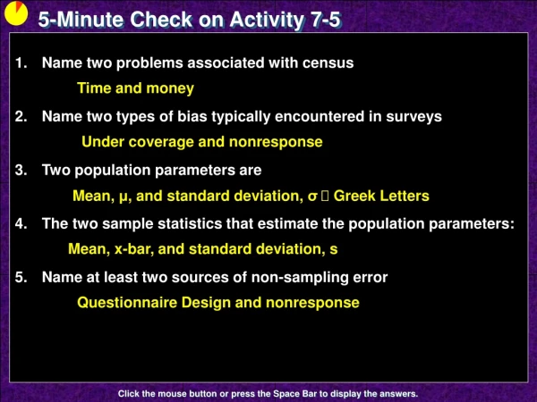 5-Minute Check on Activity  7-5