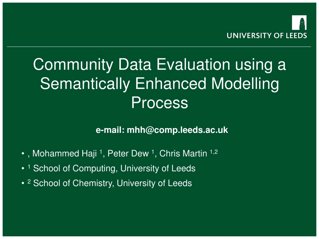 community data evaluation using a semantically enhanced modelling process