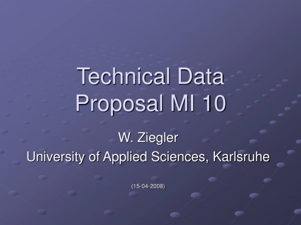 Technical Data Proposal MI 10