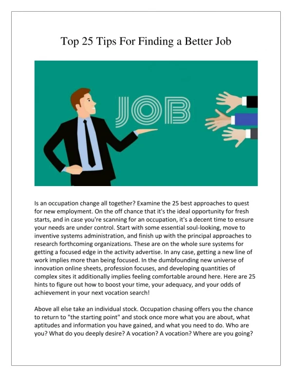 Top 25 Tips For Finding a Better Job