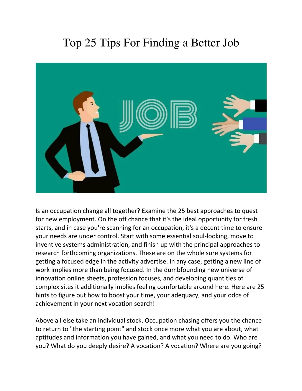 top 25 tips for finding a better job