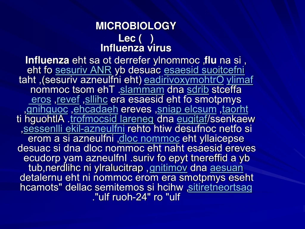 microbiology lec influenza virus influenza