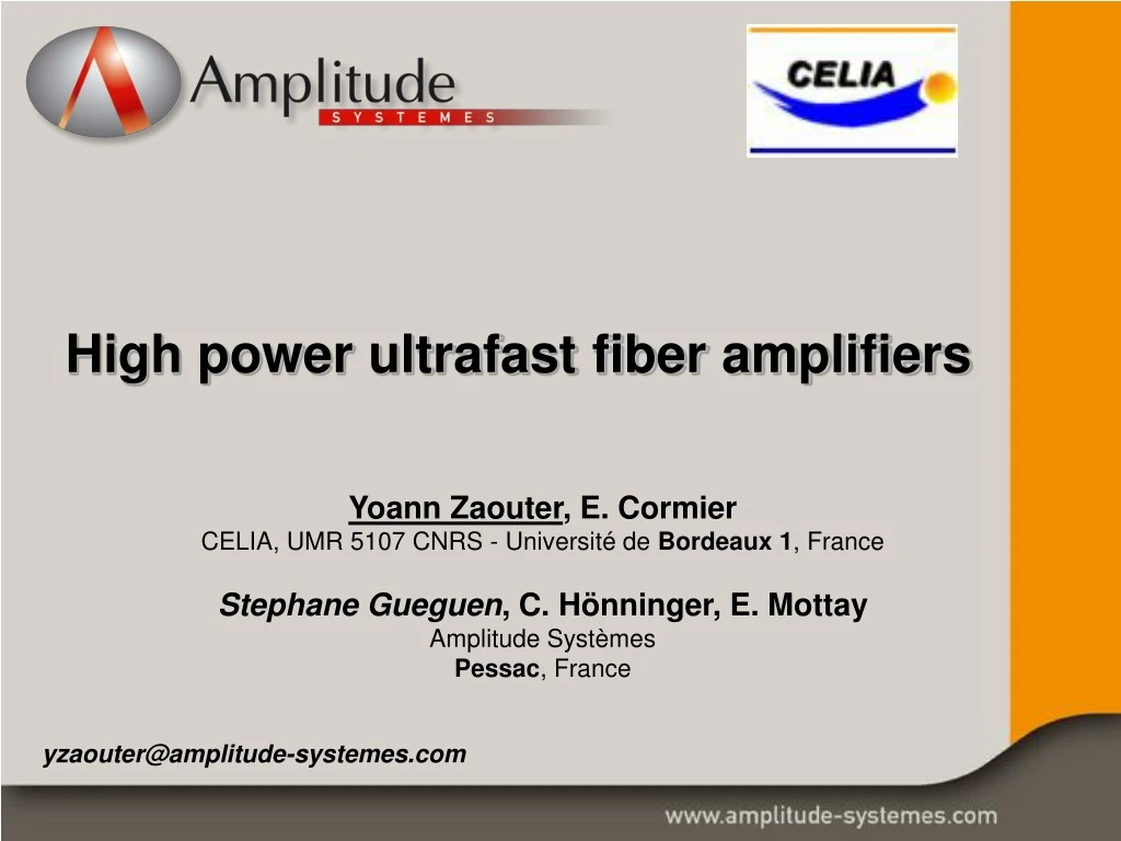 high power ultrafast fiber amplifiers