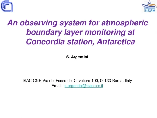 An observing system for atmospheric boundary layer monitoring at Concordia station, Antarctica