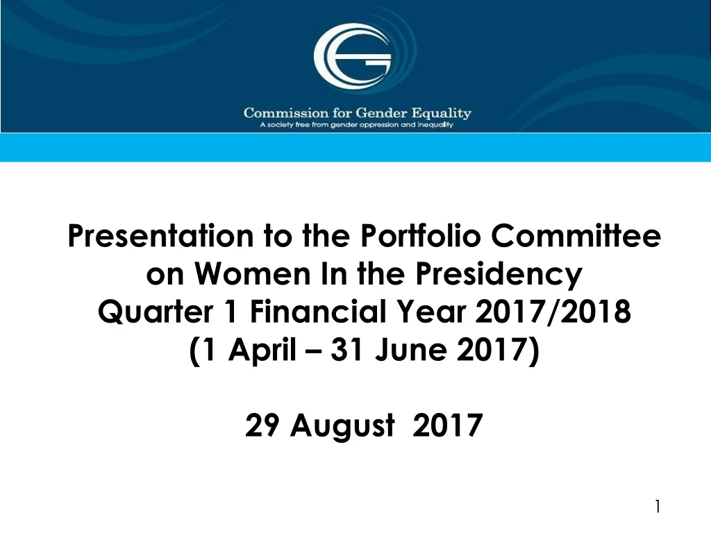 presentation to the portfolio committee on women