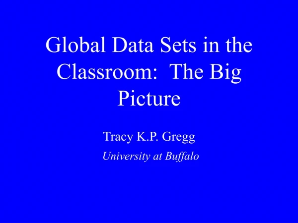 Global Data Sets in the Classroom:  The Big Picture