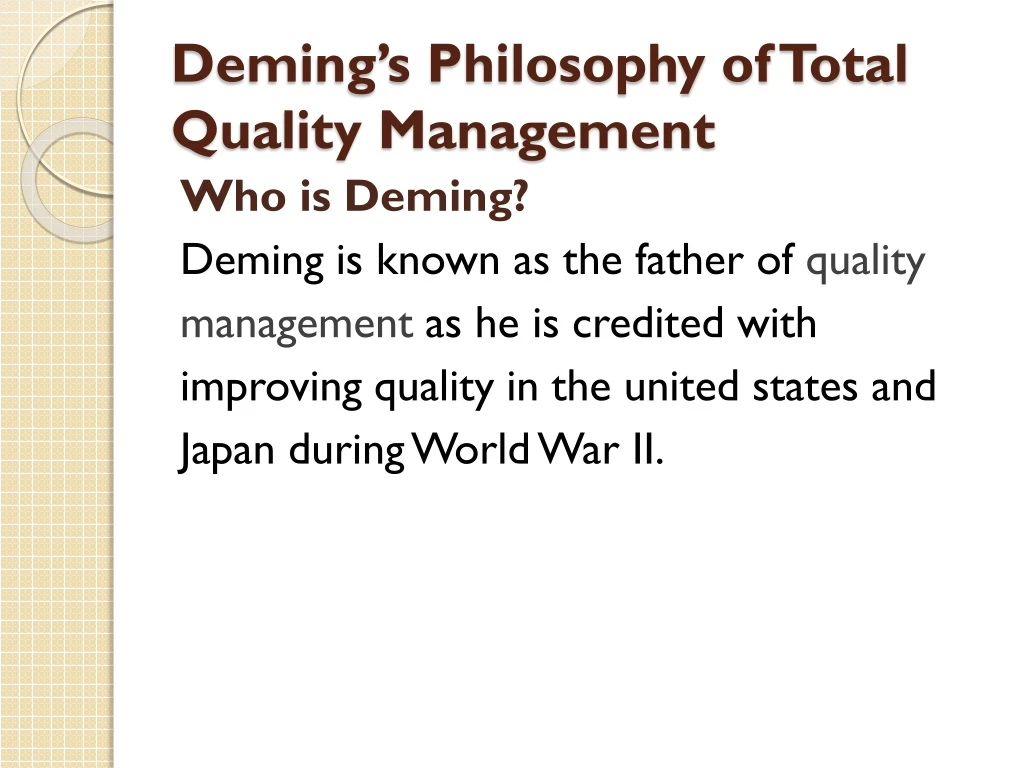 deming s philosophy of total quality management