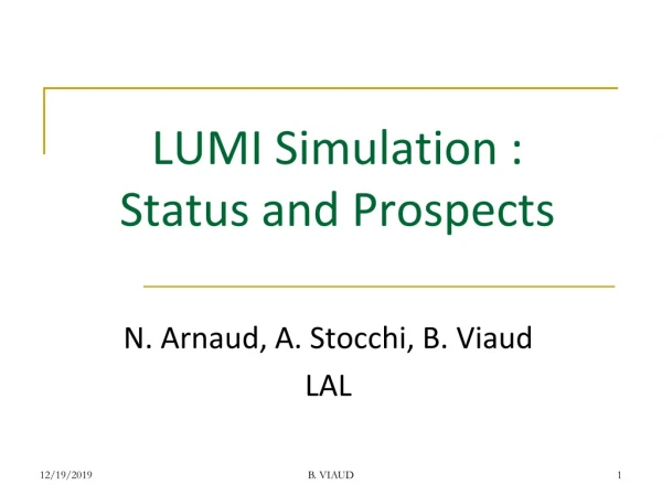 LUMI Simulation : Status and Prospects