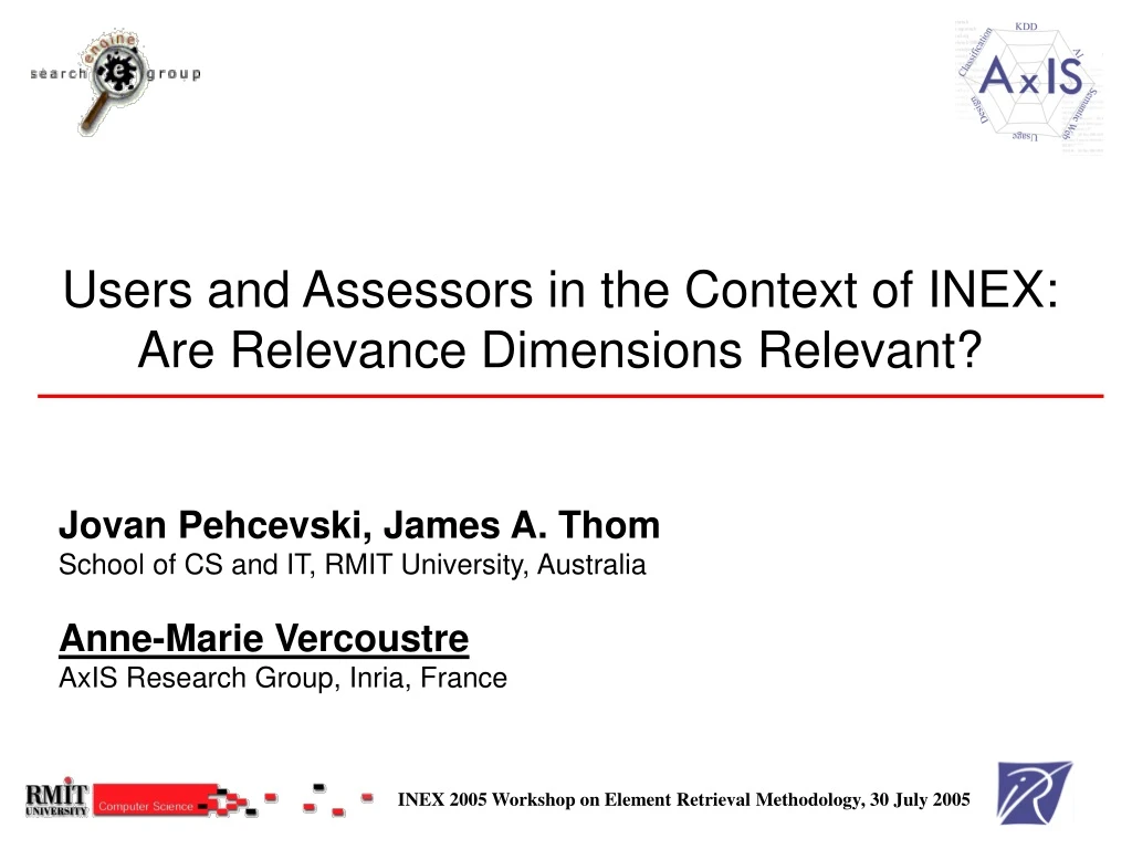 users and assessors in the context of inex