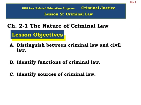 Ch. 2-1 The Nature of Criminal Law