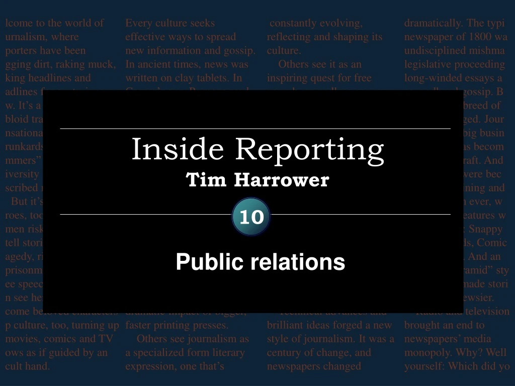 inside reporting tim harrower