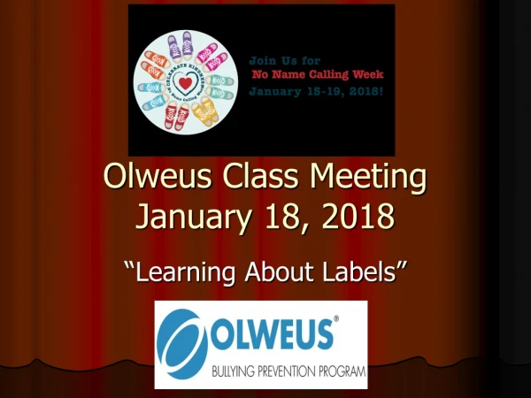 Olweus  Class Meeting January 18, 2018
