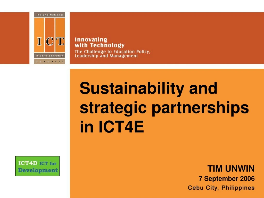 sustainability and strategic partnerships in ict4e