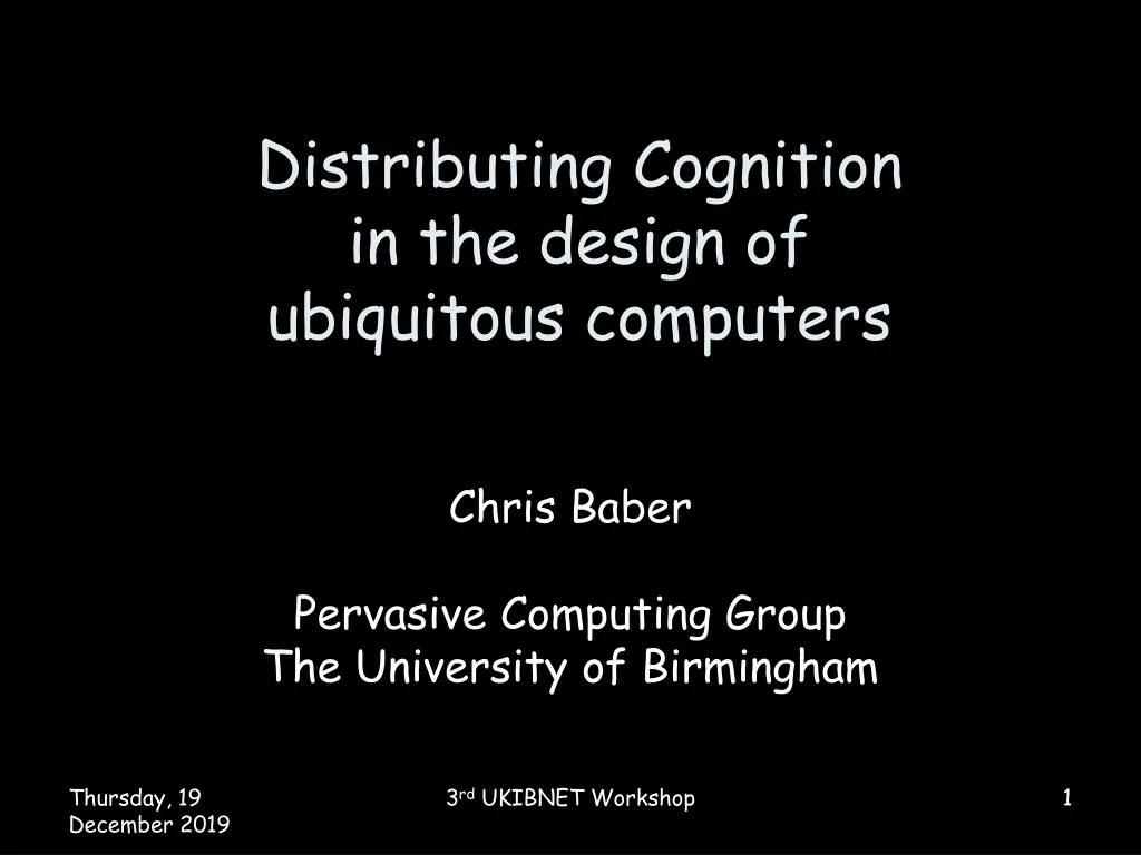 distributing cognition in the design of ubiquitous computers