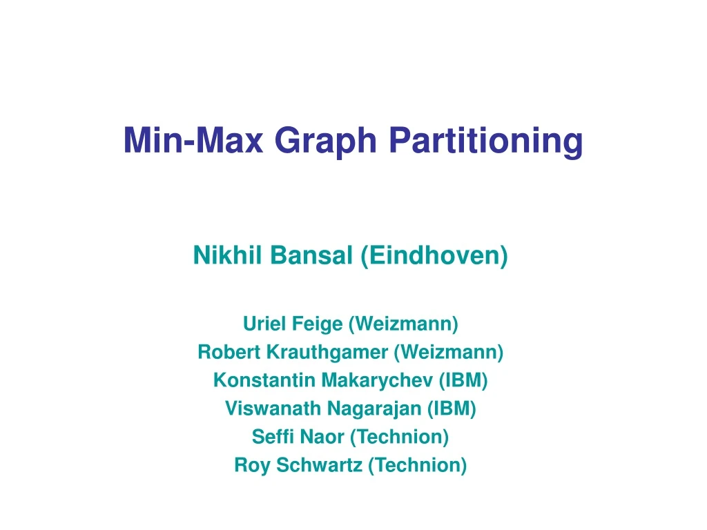 min max graph partitioning