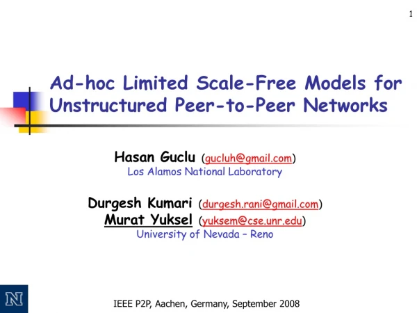 Ad-hoc Limited Scale-Free Models for Unstructured Peer-to-Peer Networks