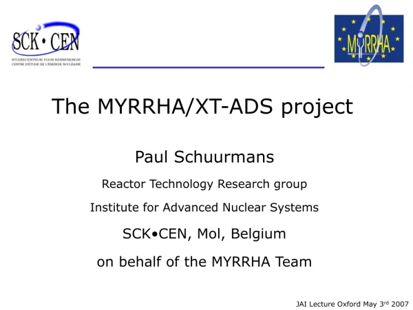 The MYRRHA/XT-ADS project