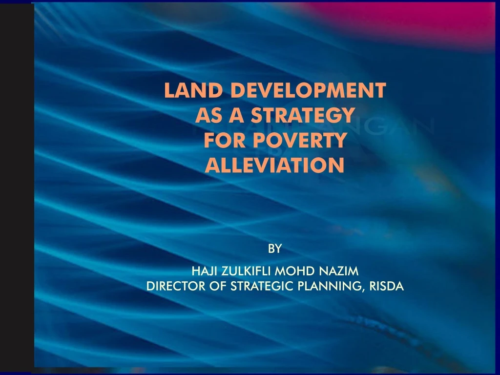 land development as a strategy for poverty