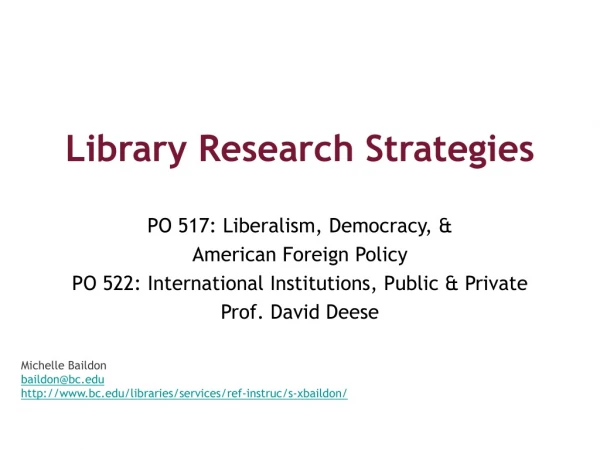 Library Research Strategies