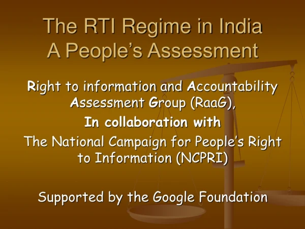 The RTI Regime in India A People’s Assessment