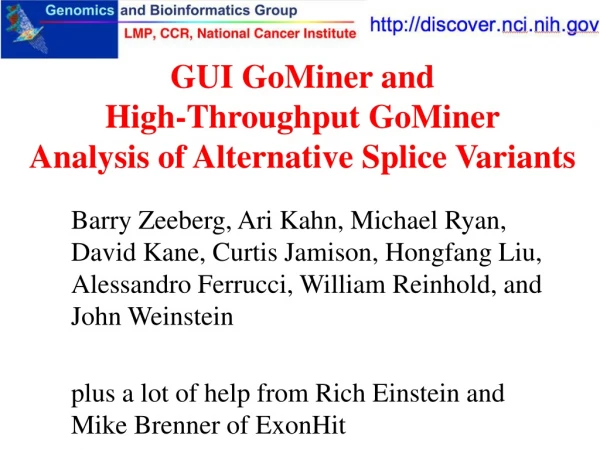 GUI GoMiner and High-Throughput GoMiner Analysis of Alternative Splice Variants