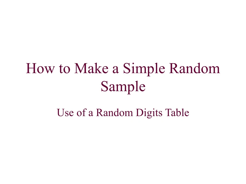 how to make a simple random sample