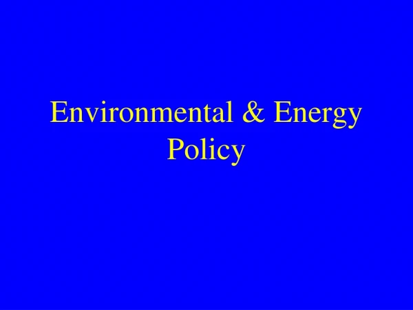 Environmental &amp; Energy Policy