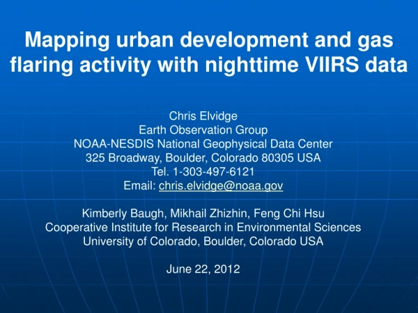 Mapping urban development and gas flaring activity with nighttime VIIRS data