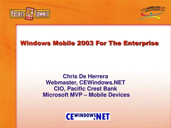 Windows Mobile 2003 For The Enterprise