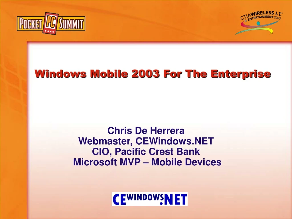 windows mobile 2003 for the enterprise