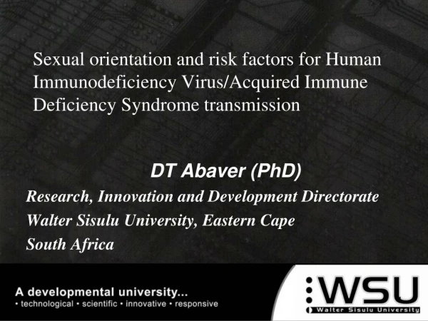 DT Abaver (PhD) Research, Innovation and Development Directorate