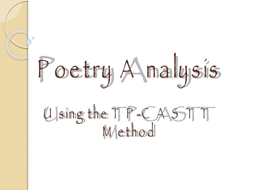 poetry analysis using the tp castt method